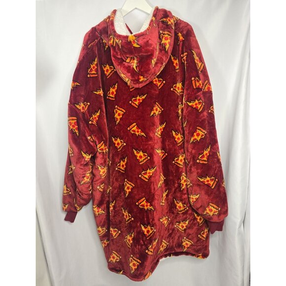 THE OODIE Adult Oversized Hoodie Blanket Fleece Sherpa Pizza Print- ONE SIZE - Picture 6 of 14